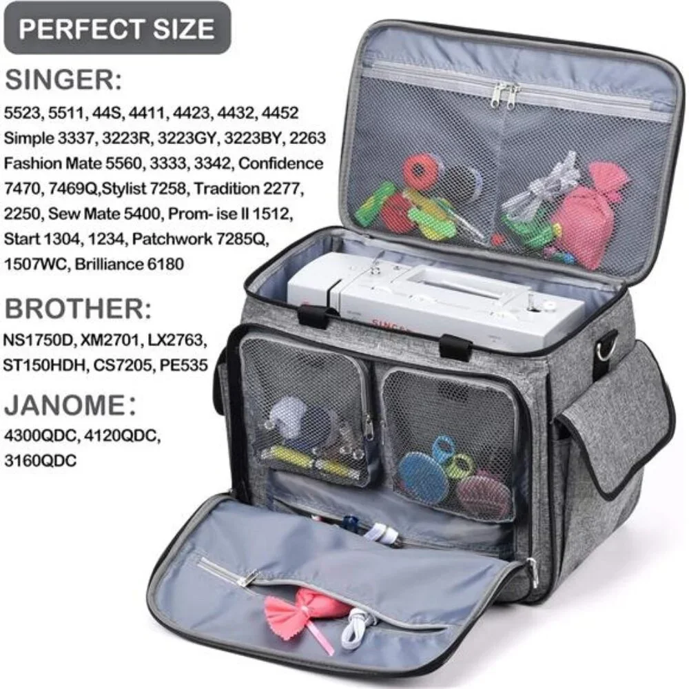 Sewing Machine Case - Carrying Bag with Removable Padding, Tote for